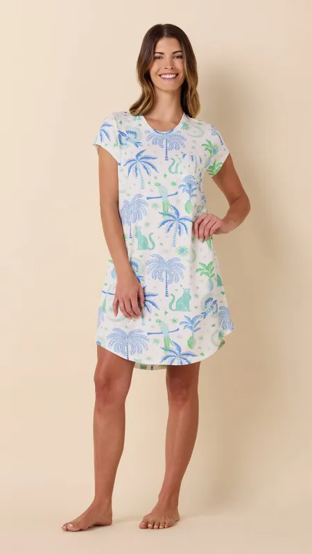 Toucan Terrace Knit Short-Sleeved Sleep Shirt sold by the cat's pajamas