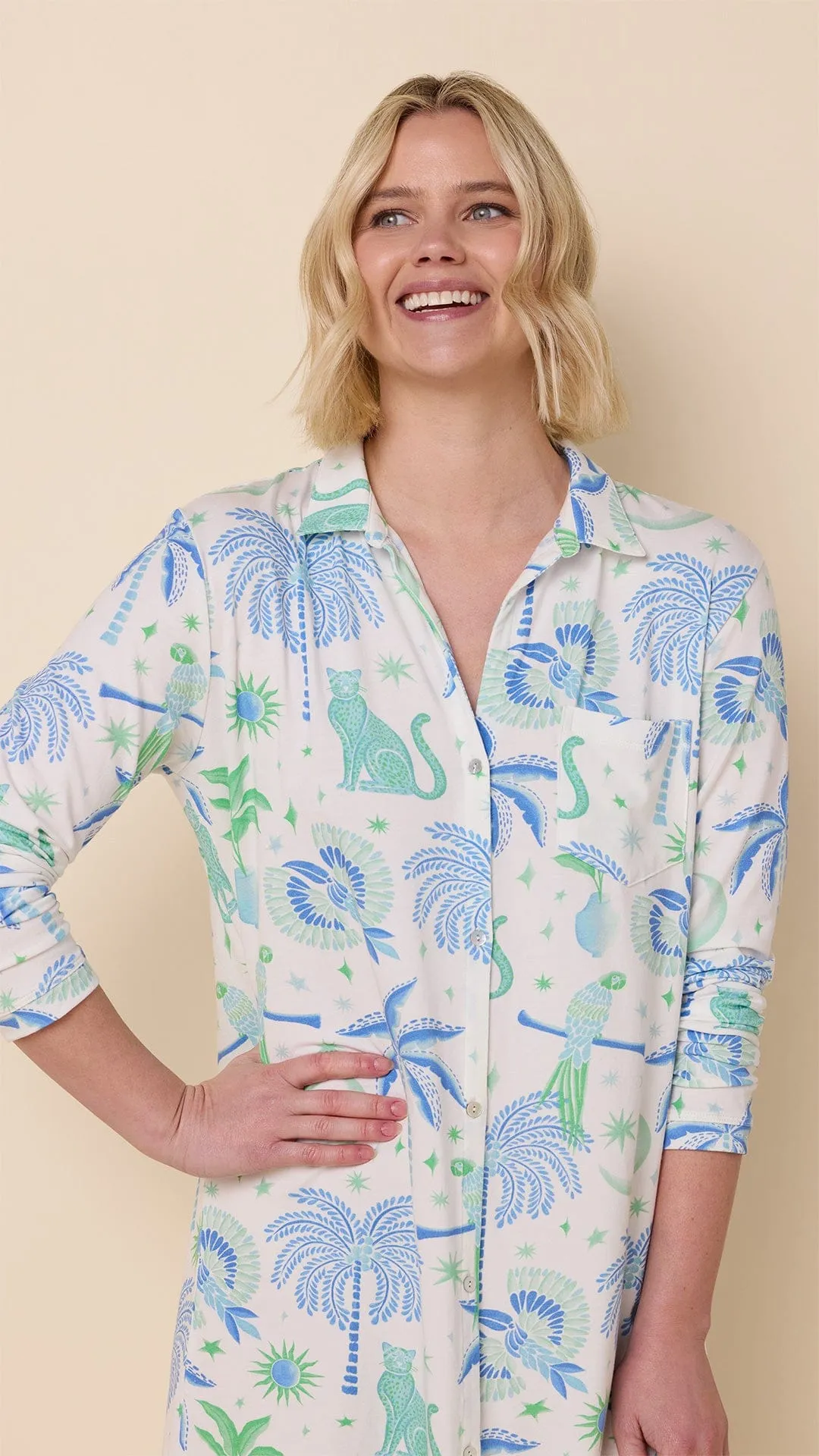 Toucan Terrace Pima Knit Night Shirt sold by the cat's pajamas