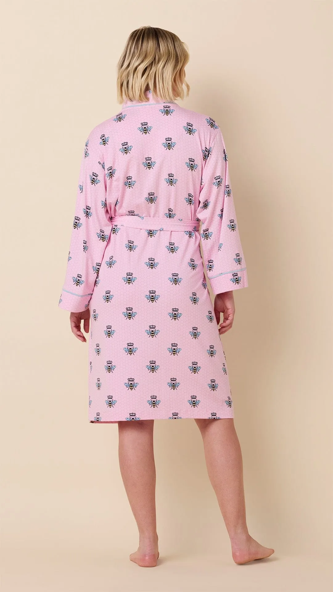 Queen Bee Pima Knit Kimono Robe - Pink sold by the cat's pajamas product image thumbnail 3