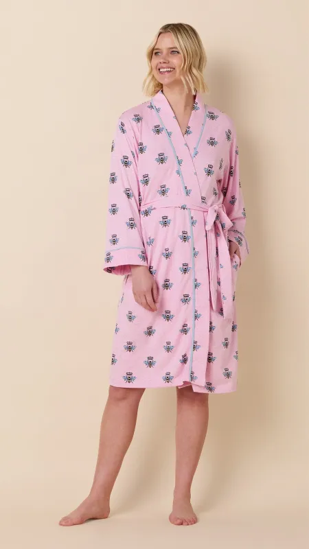 Queen Bee Pima Knit Kimono Robe - Pink made by the cat's pajamas