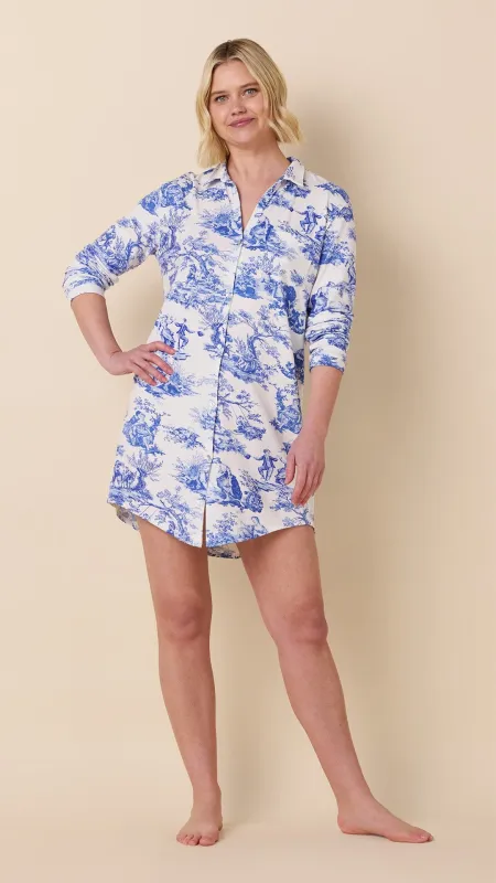 Idle Hours Pima Knit Night Shirt - Blue made by the cat's pajamas