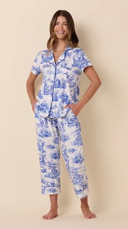 Idle Hours Pima Knit Capri Set - Blue sold by the cat's pajamas