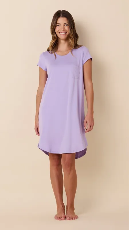 Classic Pima Knit Short-Sleeved Sleep Shirt - Lilac made by the cat's pajamas