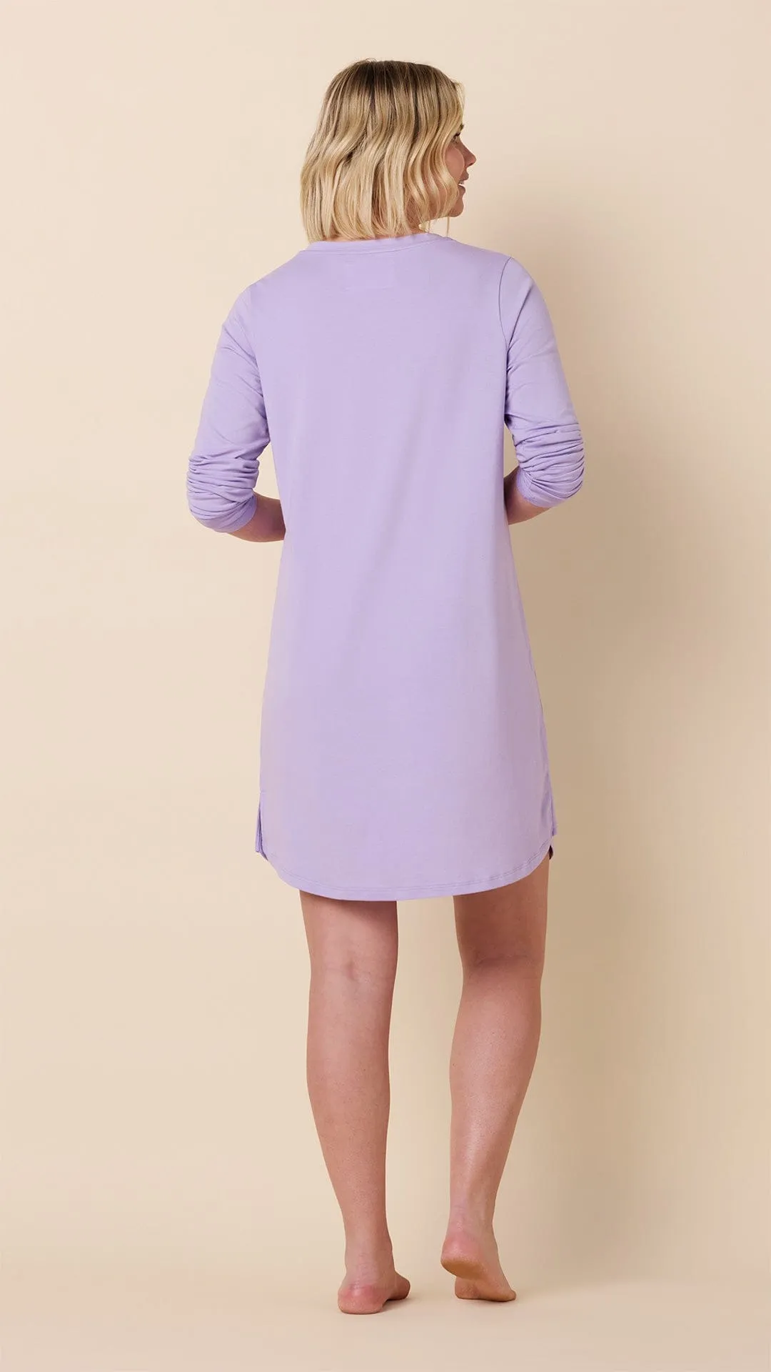 Classic Pima Knit Long-Sleeved Sleep Shirt - Lilac sold by the cat's pajamas product image thumbnail 3