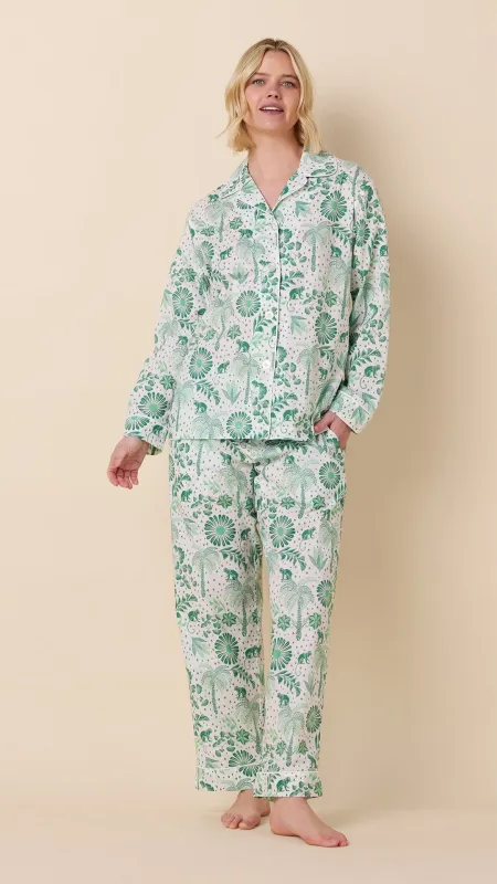 Palmera Luxe Pima Long-Sleeved Pajama - Green made by the cat's pajamas