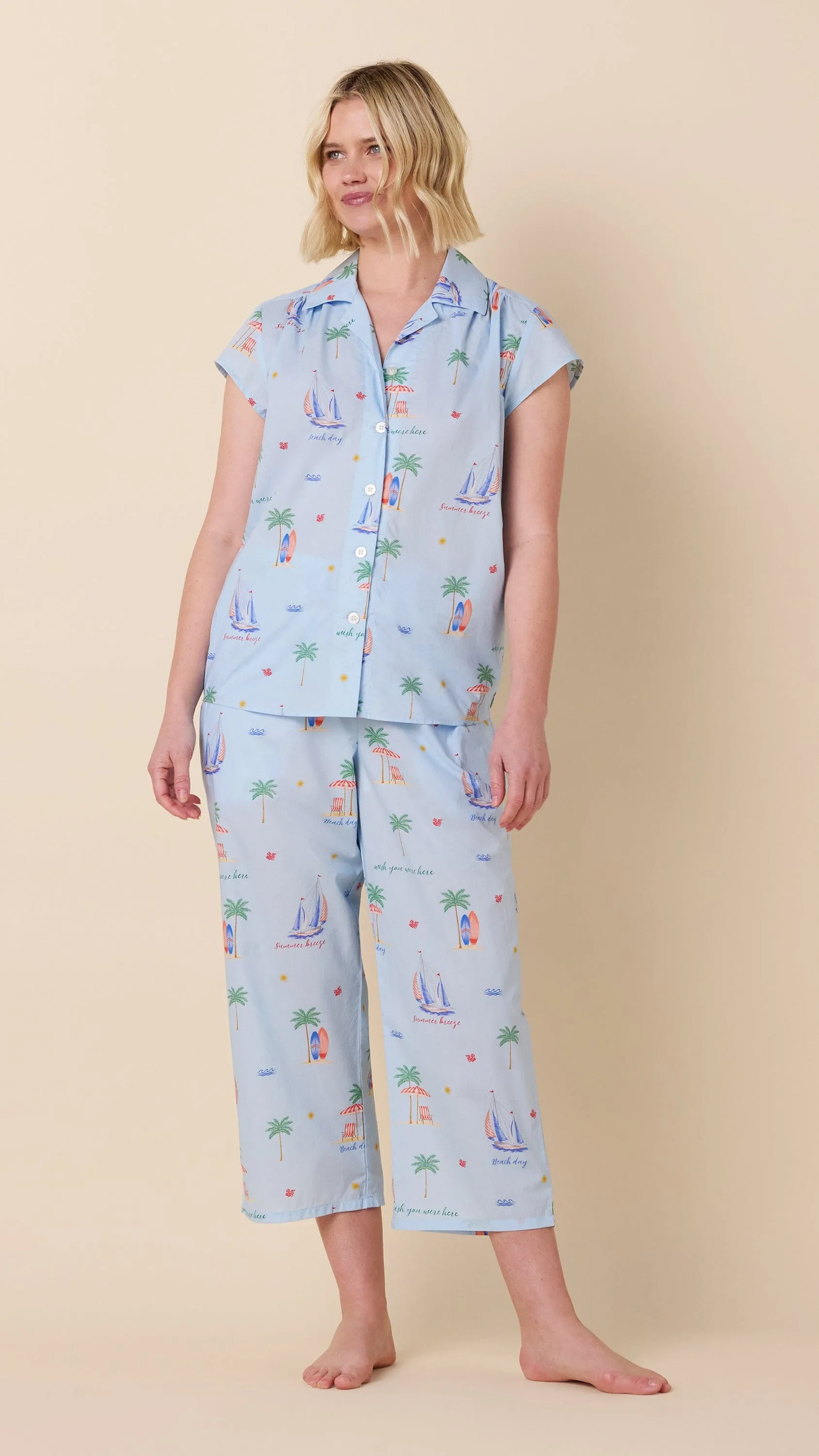 Summer Sailaway Luxe Pima Capri Set sold by the cat's pajamas