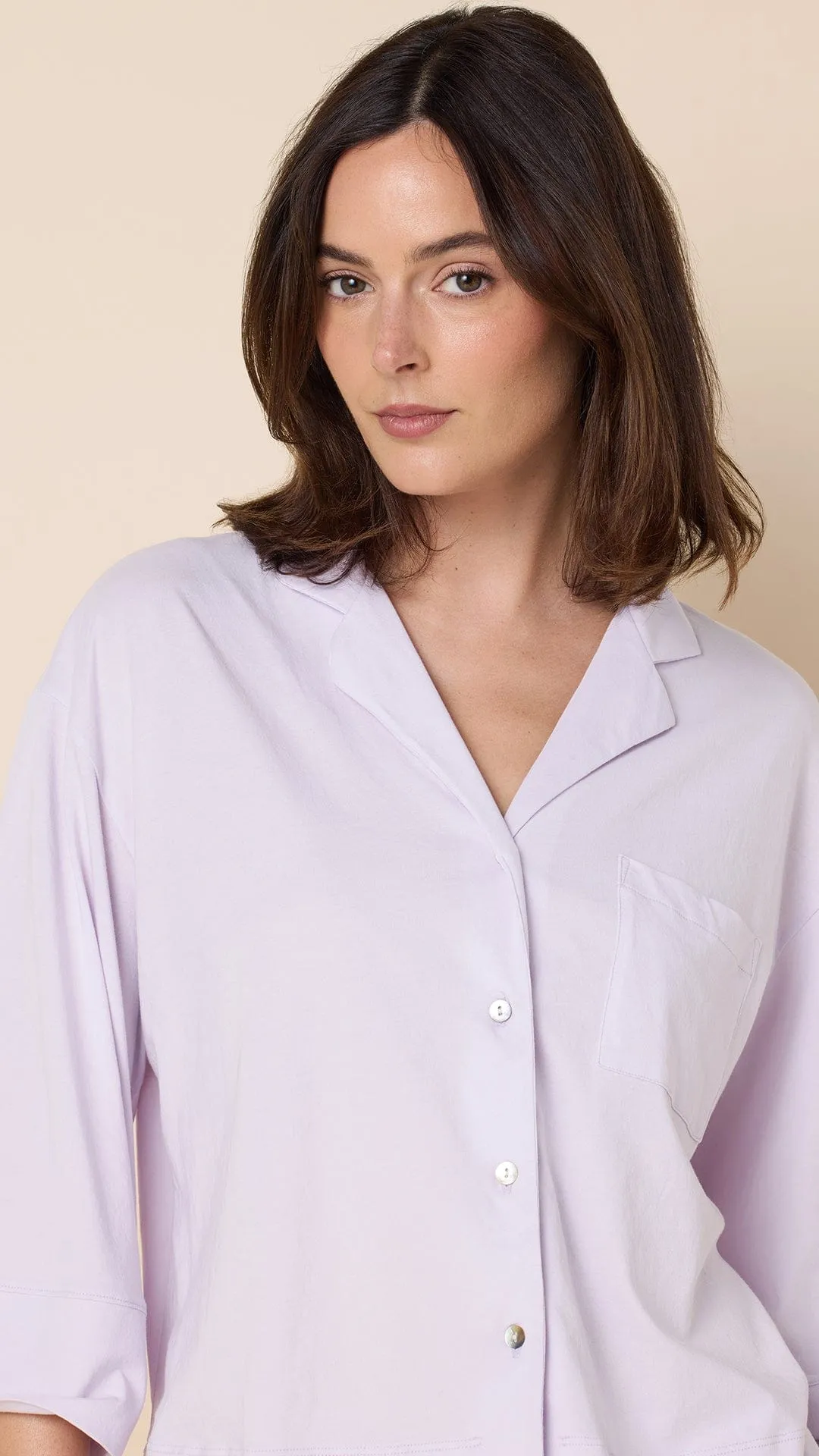 The Mariposa Long Sleeve Short Set - Lilac Cream sold by the cat's pajamas product image thumbnail 2