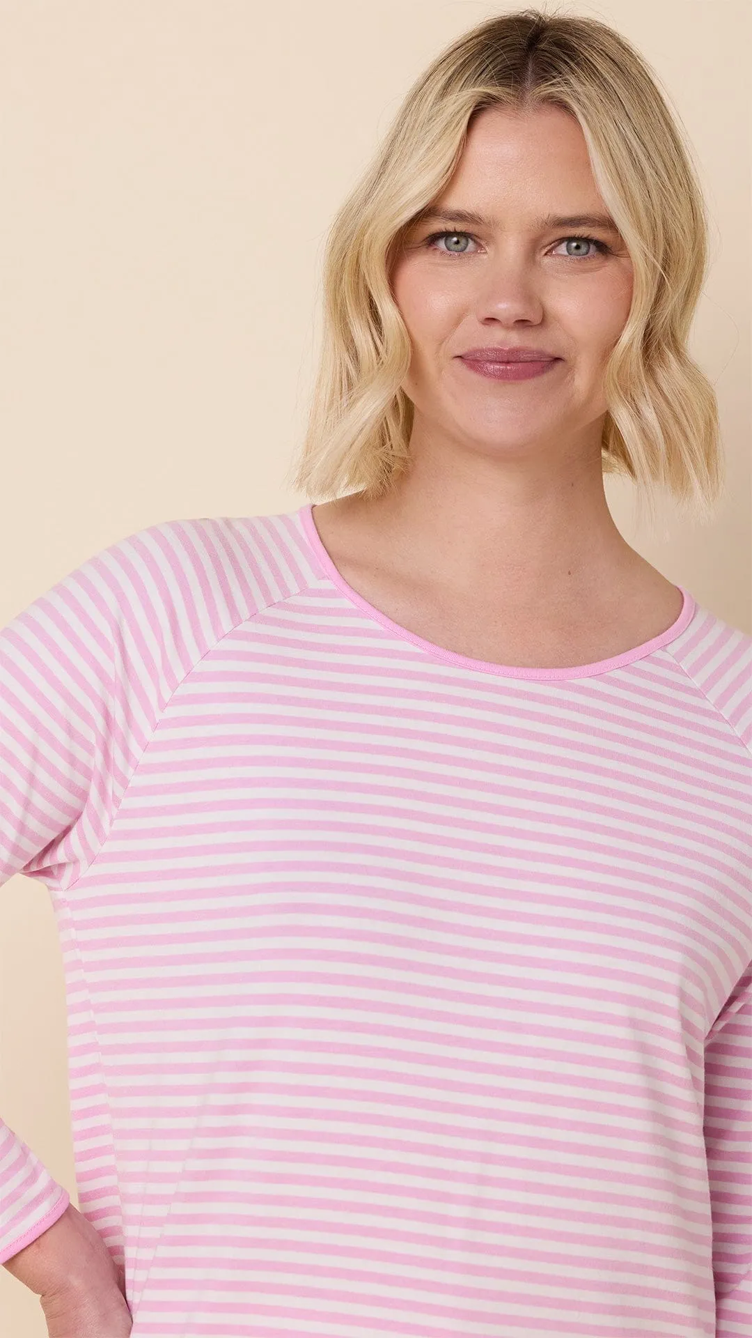 Essential Stripe Pima Knit Simple Set - Pink Moment sold by the cat's pajamas product image thumbnail 2
