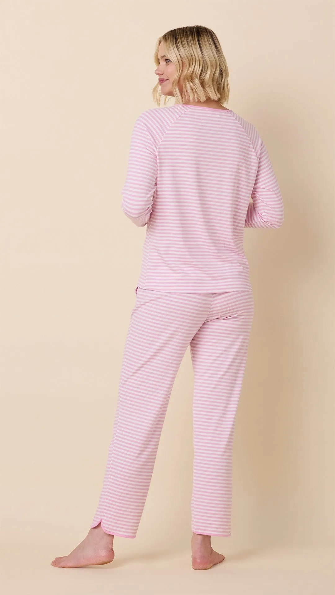 Essential Stripe Pima Knit Simple Set - Pink Moment sold by the cat's pajamas product image thumbnail 3