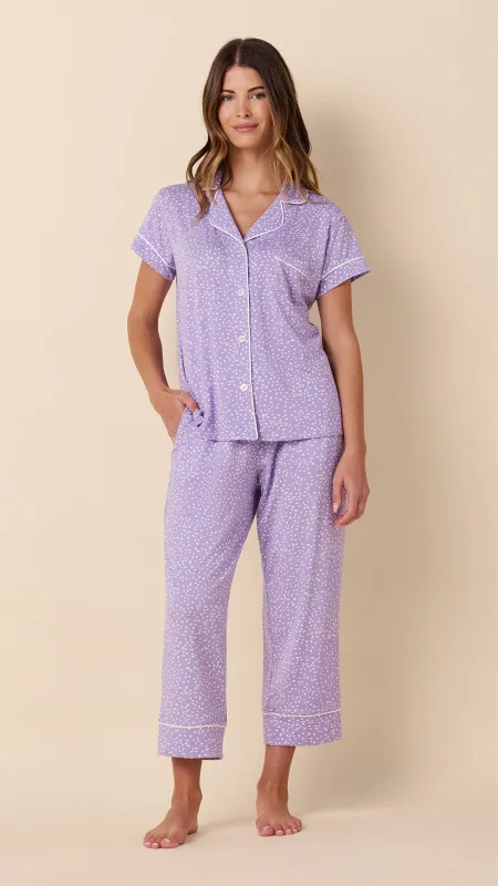 Confetti Dot Pima Knit Capri - Lilac sold by the cat's pajamas