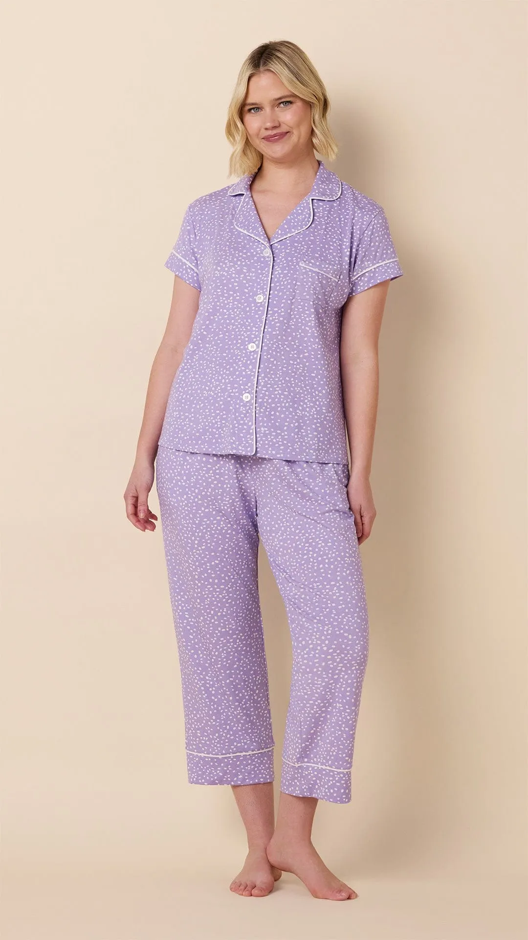 Confetti Dot Pima Knit Capri - Lilac sold by the cat's pajamas product image thumbnail 5