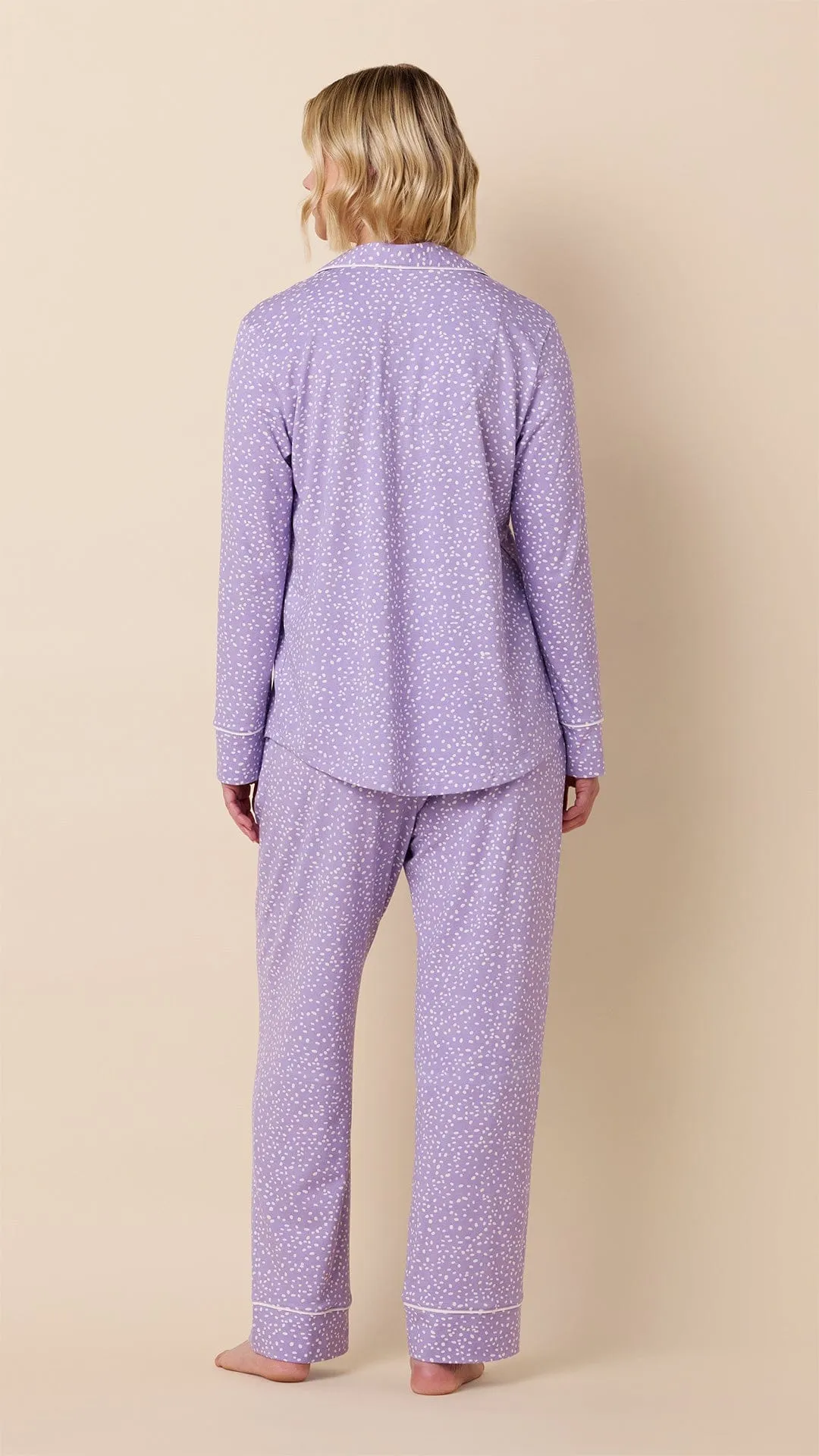 Confetti Dot Pima Knit Pajama - Lilac/White sold by the cat's pajamas product image thumbnail 3