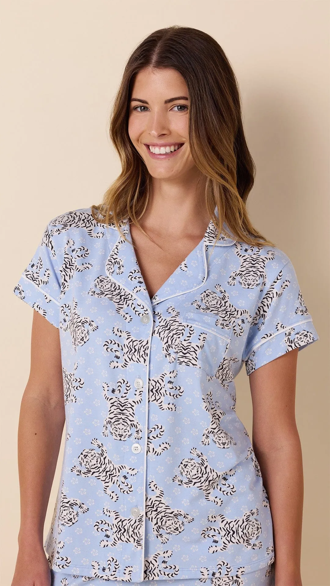 Bengal Blue Pima Knit Short Set sold by the cat's pajamas product image thumbnail 2