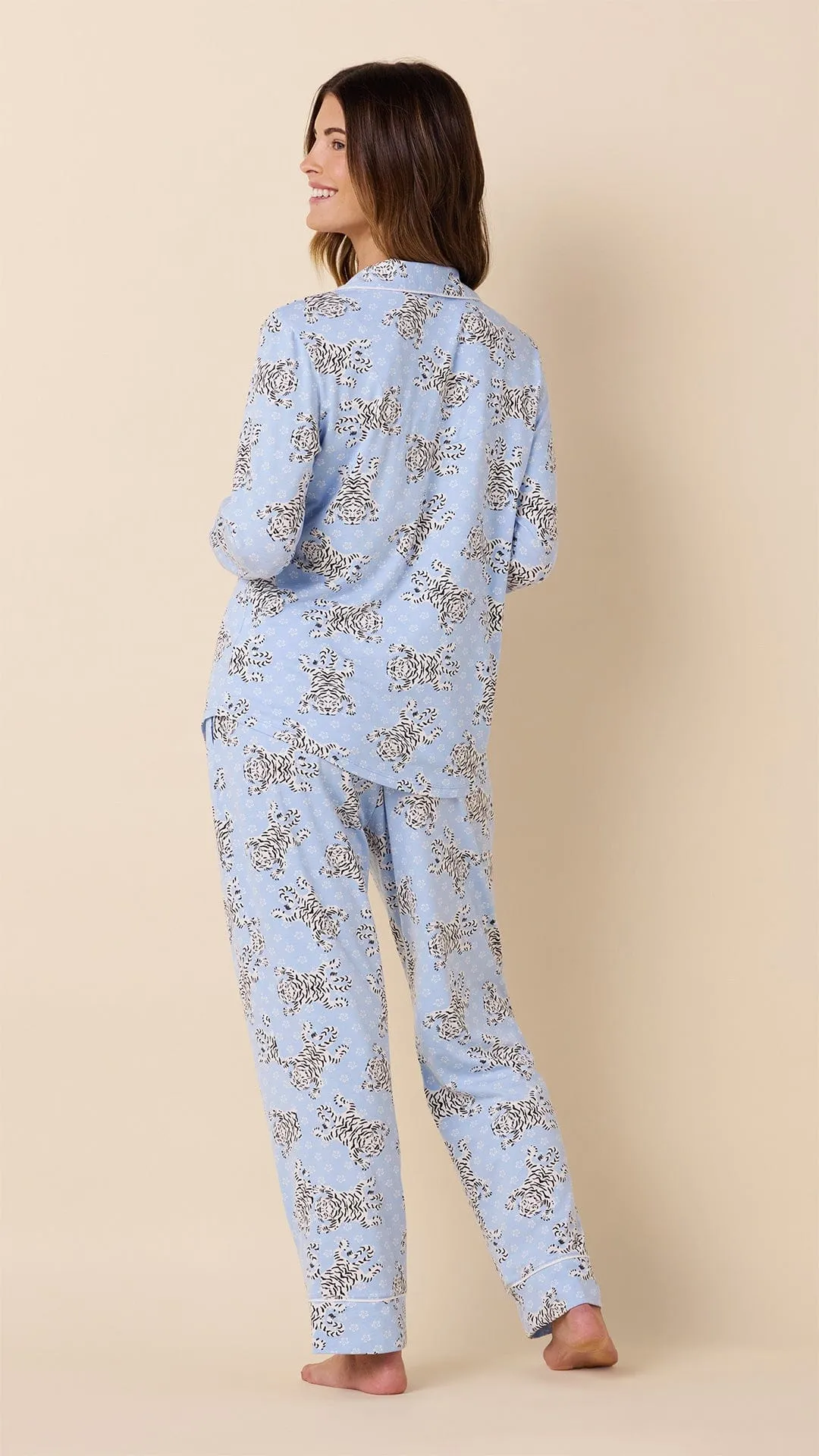 Bengal Blue Pima Knit Long-Sleeved Pajama sold by the cat's pajamas product image thumbnail 3