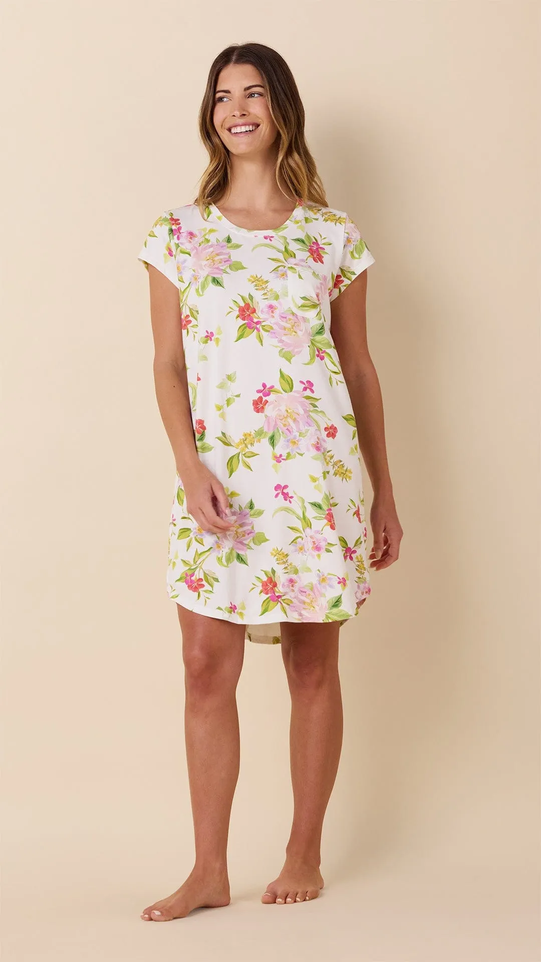 Florentina Knit Short-Sleeved Sleep Shirt sold by the cat's pajamas