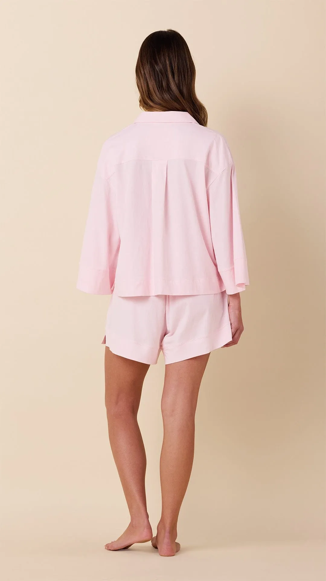 The Mariposa Long-Sleeved Short Set - Pink sold by the cat's pajamas product image thumbnail 2