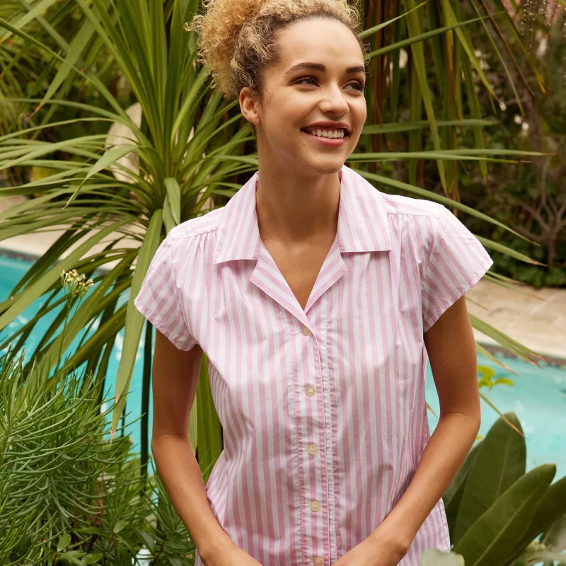 Classic Stripe Luxe Pima Short Set - Pink made by the cat's pajamas