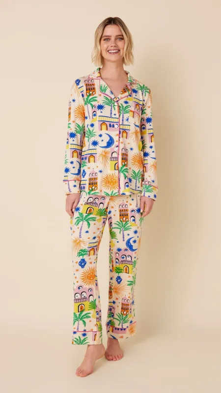 Moroccan Magic Pima Knit Long-Sleeved Pajama sold by the cat's pajamas