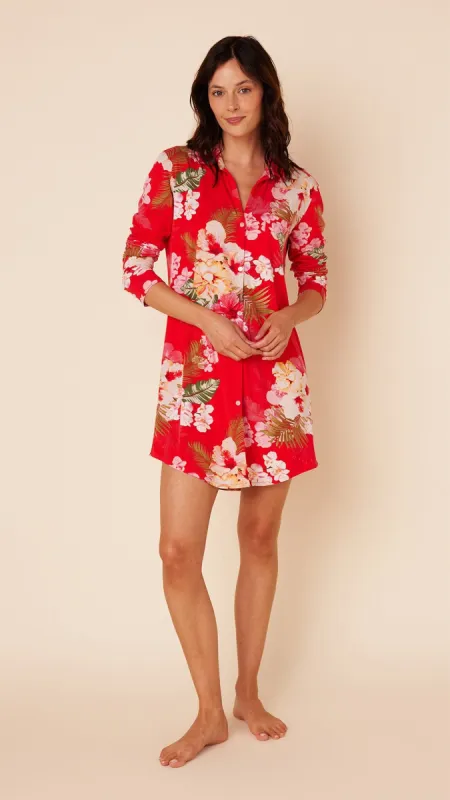 Holiday Hibiscus Pima Knit Night Shirt sold by the cat's pajamas