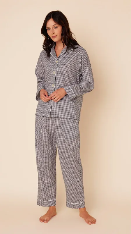 Classic Gingham Luxe Pima Pajama - Navy sold by the cat's pajamas