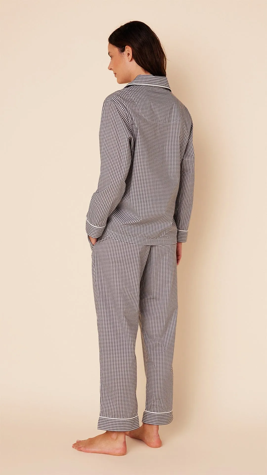 Classic Gingham Luxe Pima Pajama - Navy sold by the cat's pajamas product image thumbnail 3