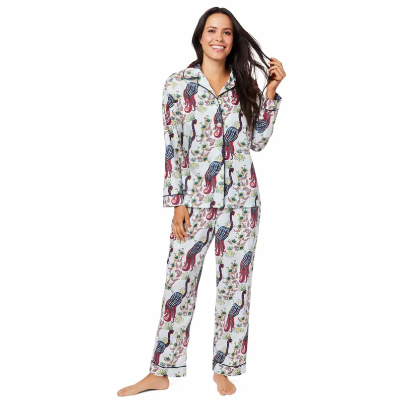 Peacock Tropicale Luxe Pima Pajama sold by the cat's pajamas