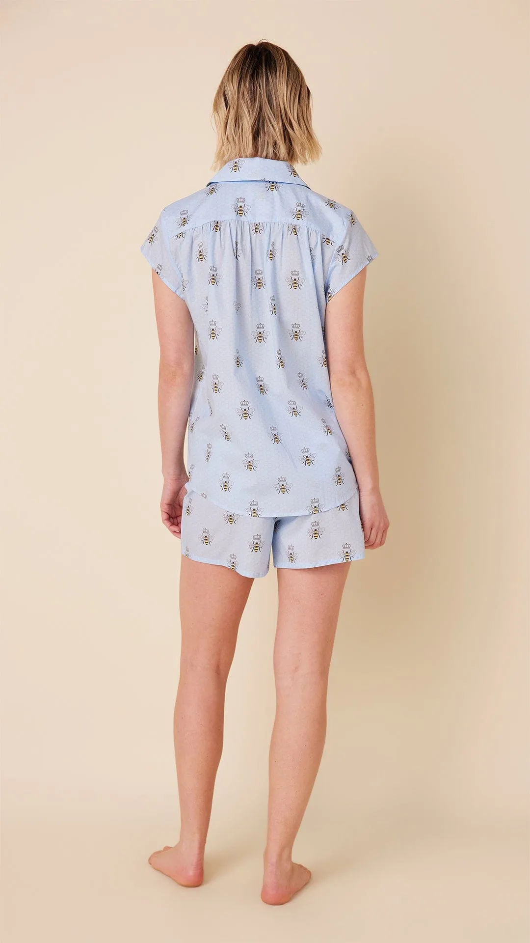 Queen Bee Luxe Pima Short Set - Blue sold by the cat's pajamas product image thumbnail 2
