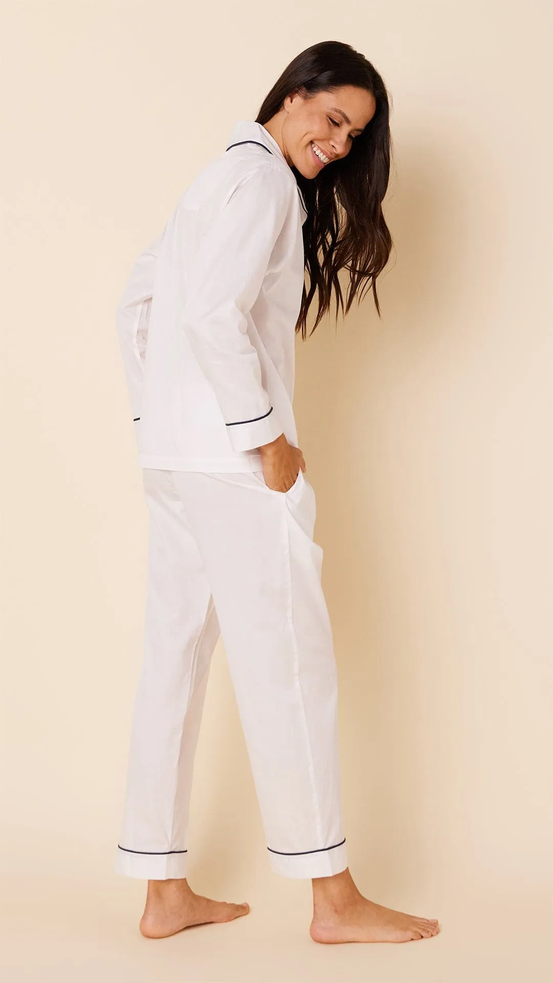 Classic Luxe Pima Pajama - White sold by the cat's pajamas product image thumbnail 2