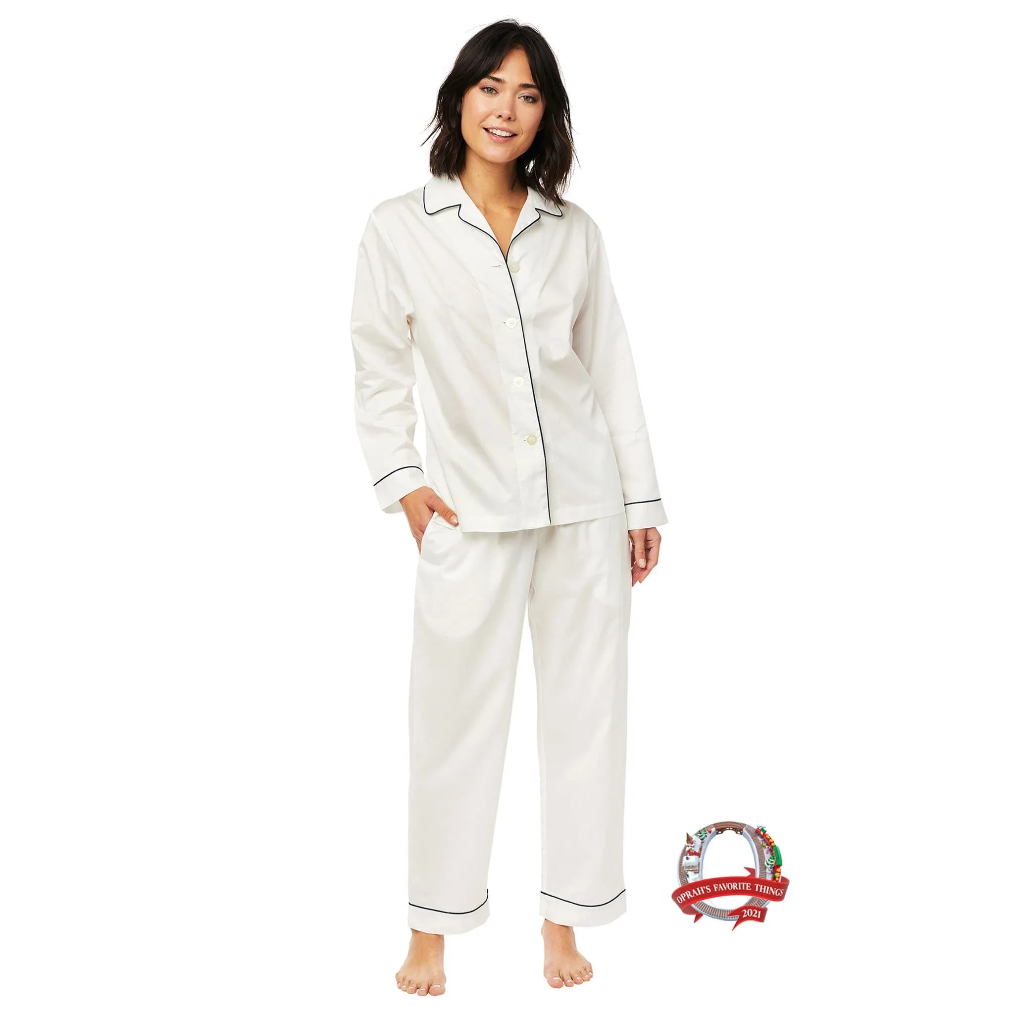 Classic Luxe Pima Pajama - White sold by the cat's pajamas product image thumbnail 4