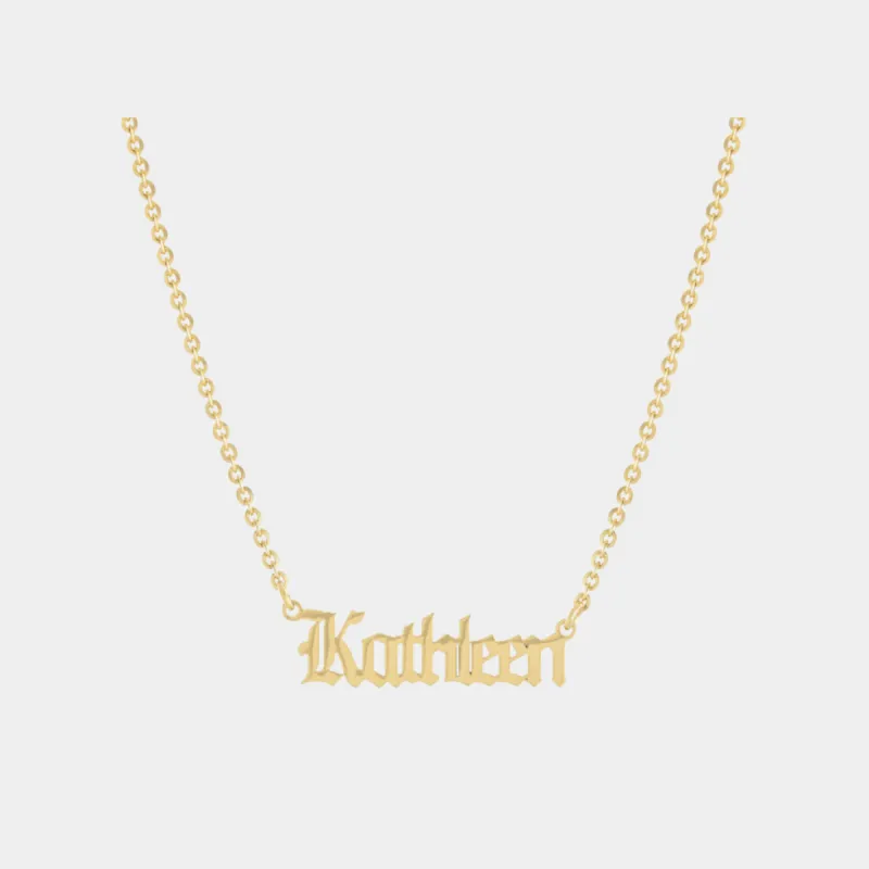 Gothic Nameplate Necklace sold by Jordan Road Jewelry