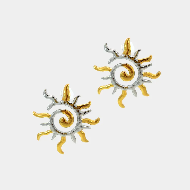 XL Two Tone Sun Earrings sold by Jordan Road Jewelry