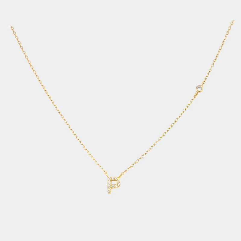 Tiny Diamond Letter Necklace sold by Jordan Road Jewelry