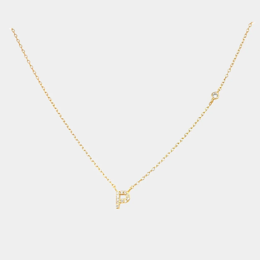 Tiny Diamond Letter Necklace sold by Jordan Road Jewelry