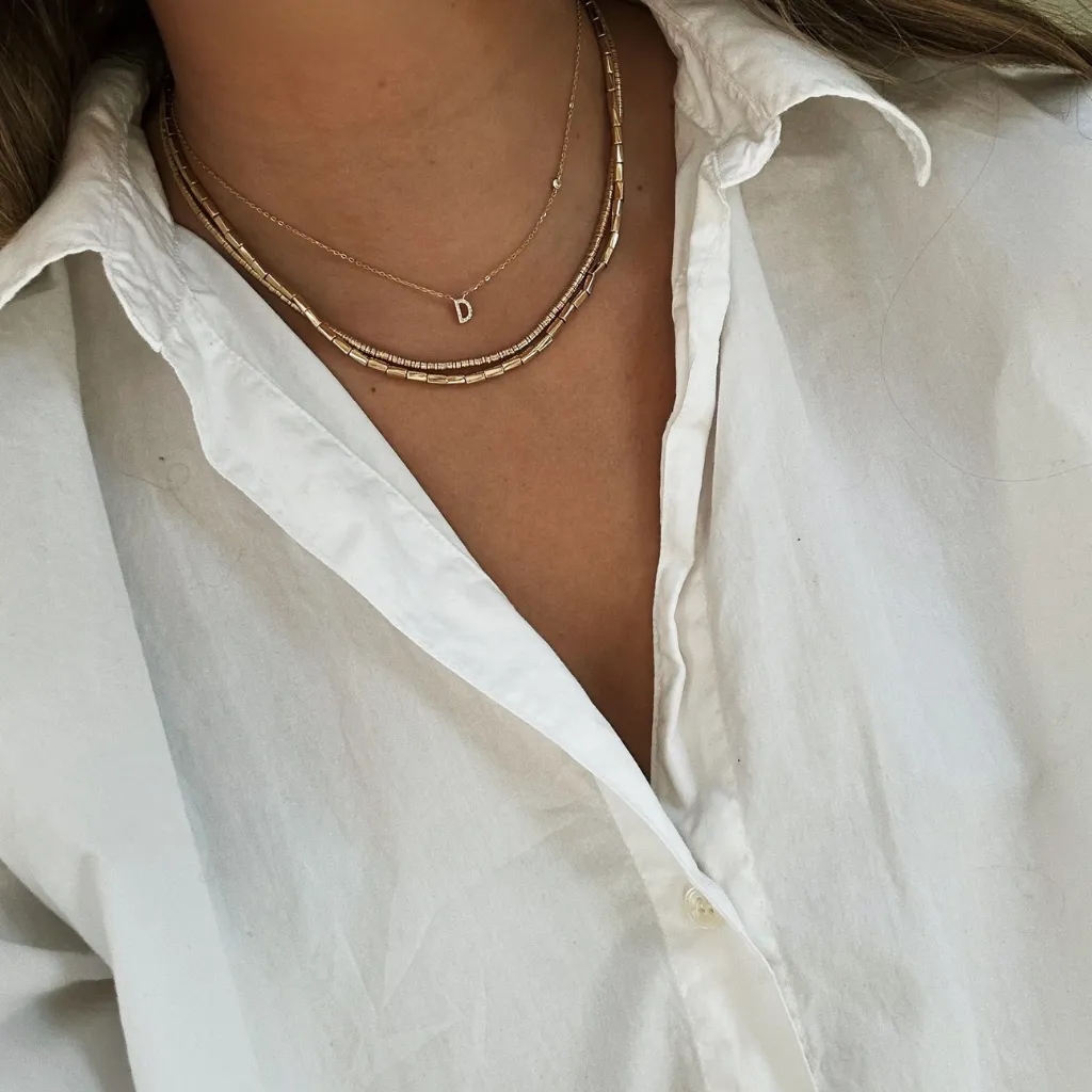 Tiny Diamond Letter Necklace sold by Jordan Road Jewelry product image thumbnail 4