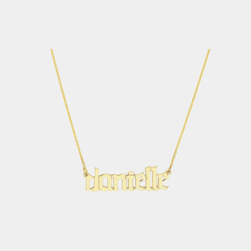 14k Horizontal Nameplate Necklace sold by Jordan Road Jewelry
