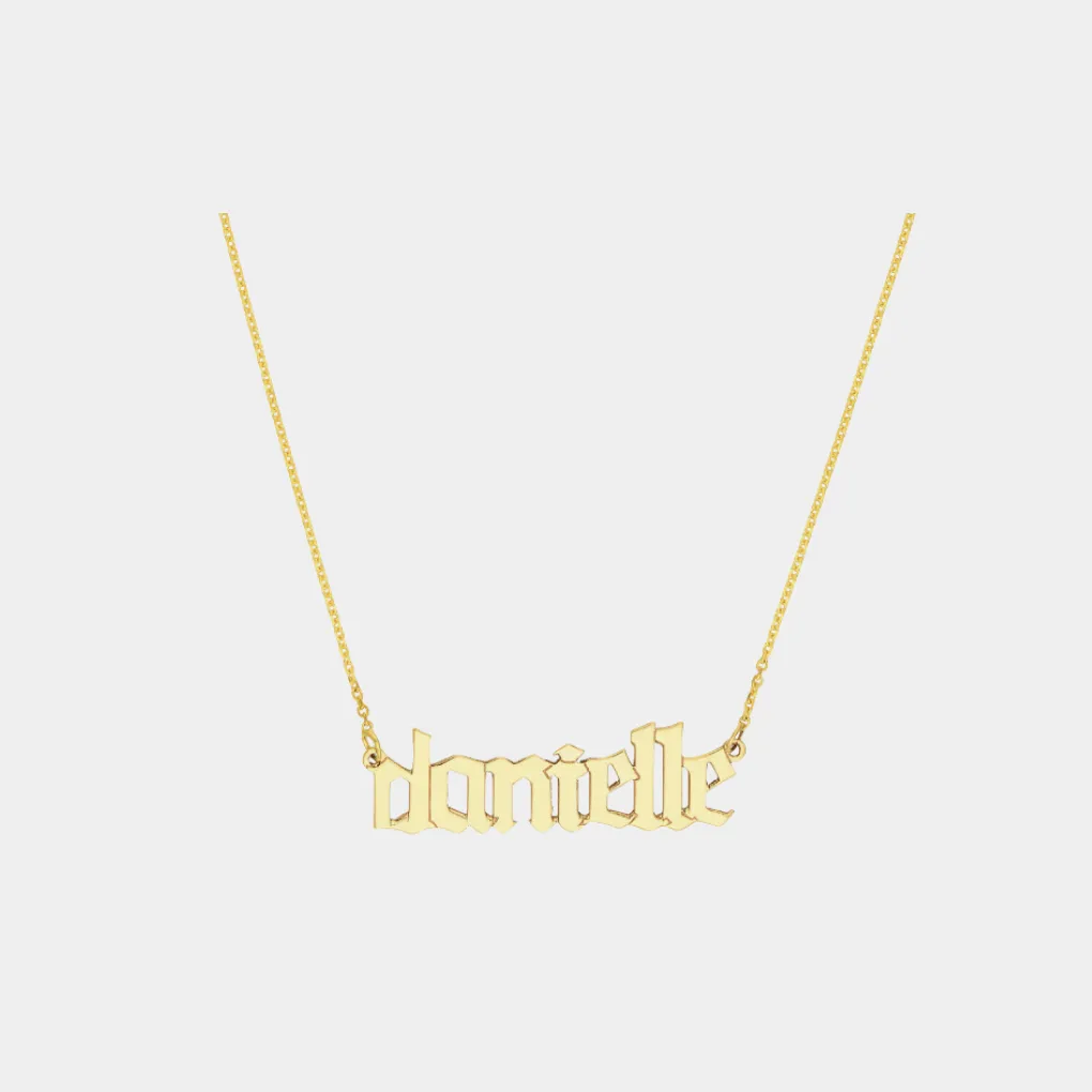 14k Horizontal Nameplate Necklace sold by Jordan Road Jewelry