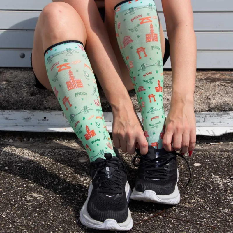 Philly Doodle Compression Socks (Knee-High) sold by Zensah