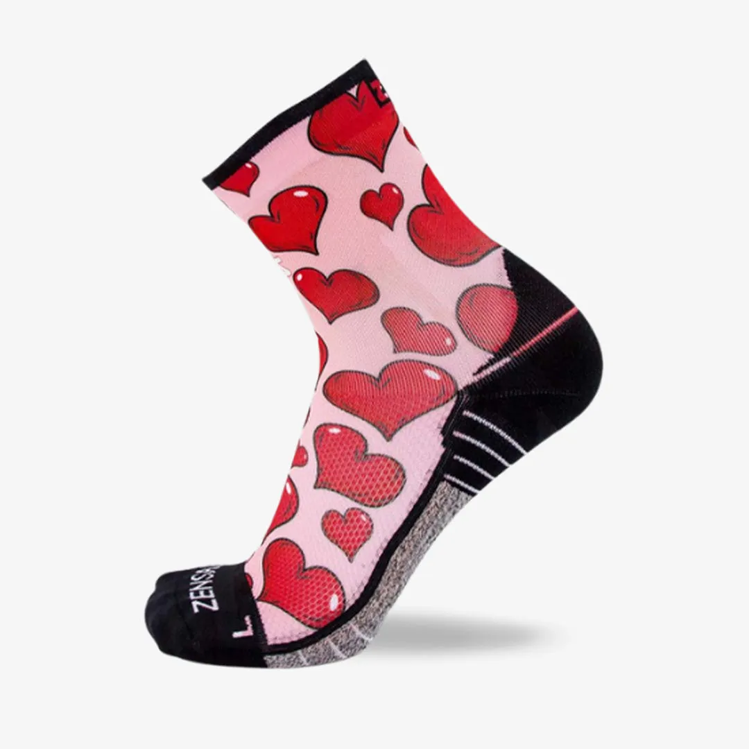 Pink Hearts Valentine's Socks (Mini Crew) sold by Zensah