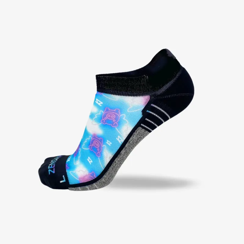Neon Flying Pigs Running Socks (No Show) sold by Zensah