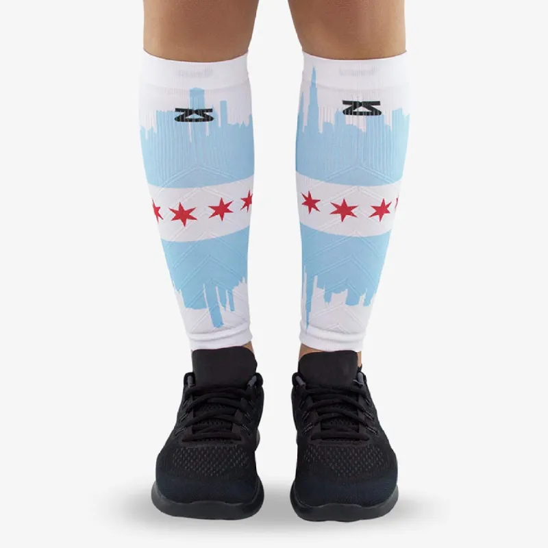 Chicago Flag Skyline Compression Leg Sleeves sold by Zensah