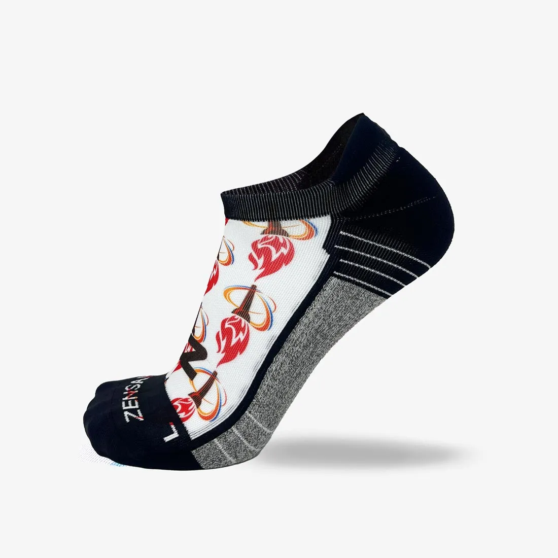 Flaming Torches Running Socks (No Show) sold by Zensah