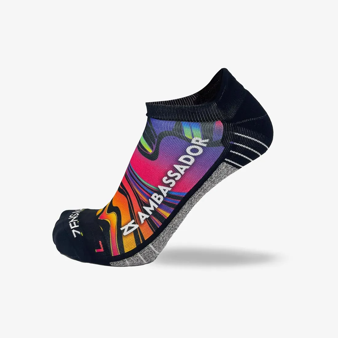 2024 Rainbow Swirls Ambassador Running Socks (No Show) sold by Zensah