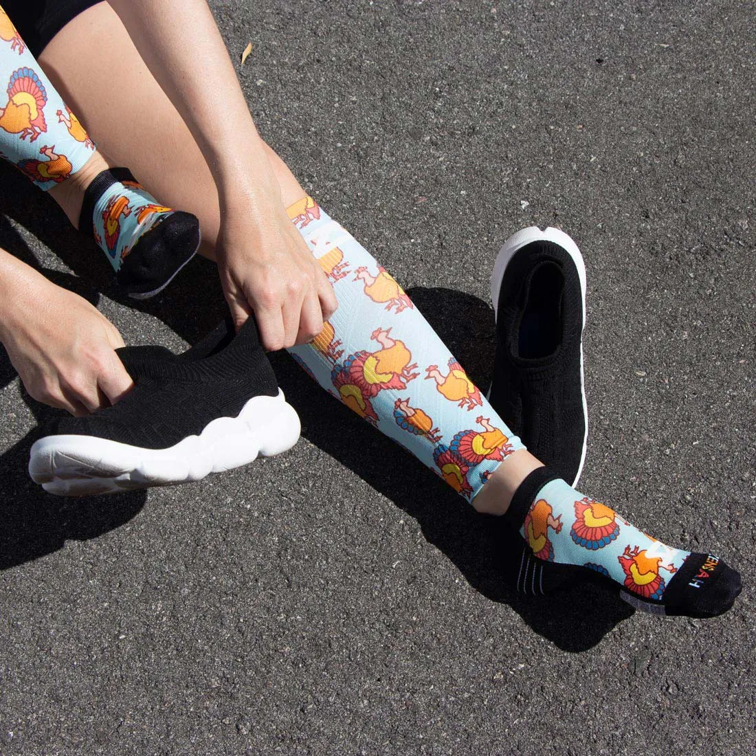 Colorful Turkeys Running Socks (No Show) sold by Zensah product image thumbnail 3