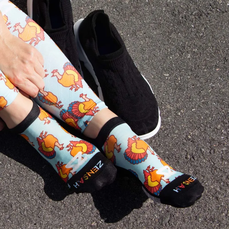 Colorful Turkeys Running Socks (No Show) sold by Zensah