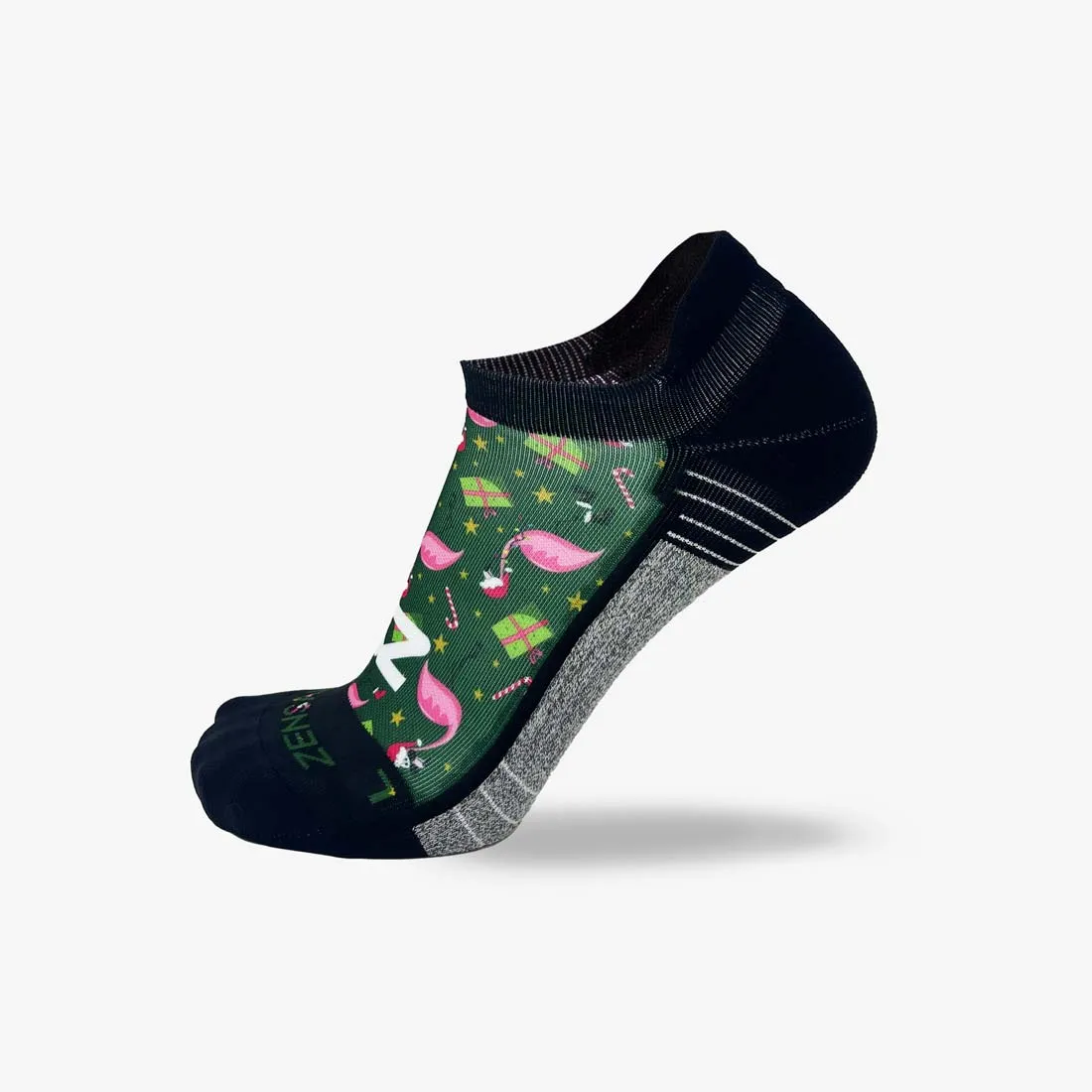 Flamingo Santas Running Socks (No Show) sold by Zensah