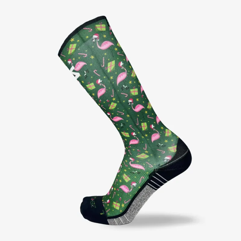 Flamingo Santas Compression Socks (Knee-High) sold by Zensah