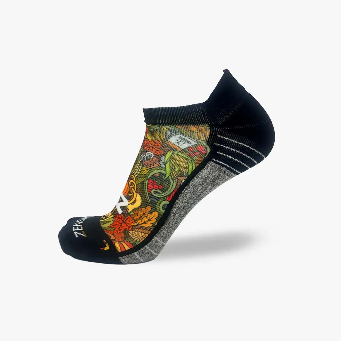 Thanksgiving Doodle Running Socks (No Show) sold by Zensah