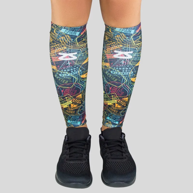 Passport Stamps Compression Leg Sleeves sold by Zensah