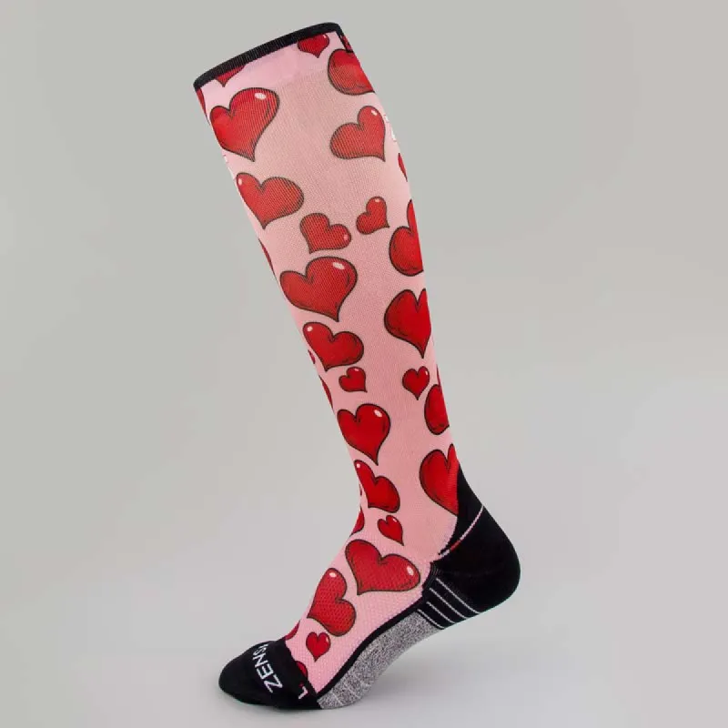 Pink Hearts Compression Socks (Knee-High) sold by Zensah