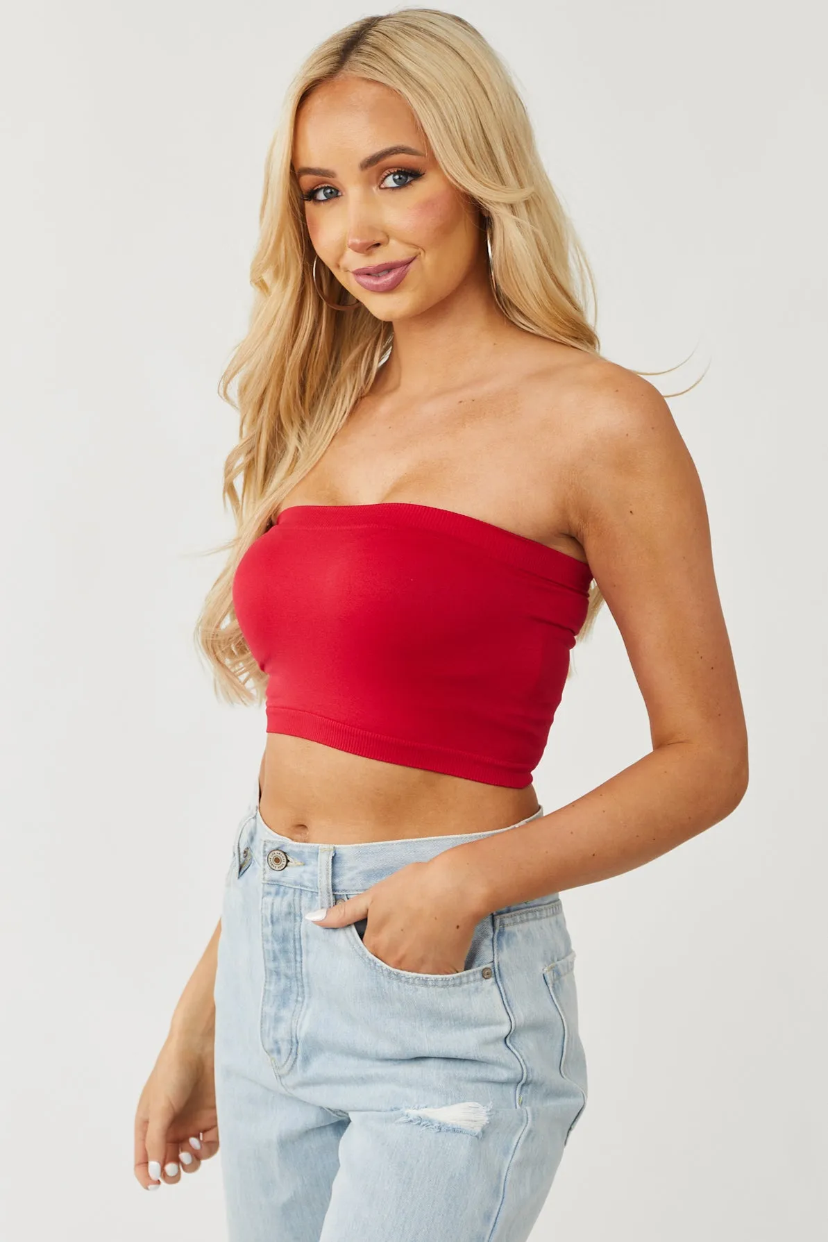 Cherry Solid Stretchy Knit Bandeau sold by Lime Lush